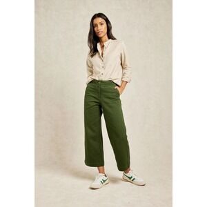 Beaufort & Blake Rosebay Khaki Twill Cropped Trousers Womens 2 Olive Preppy Chic